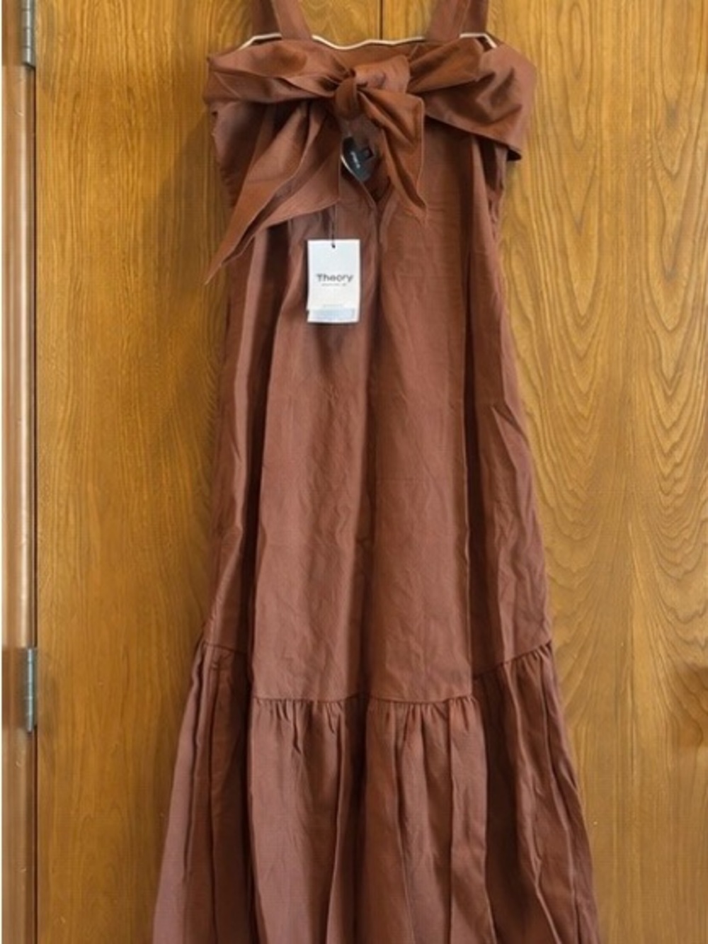 NWT Theory Tie Front Midi Dress in Cognac